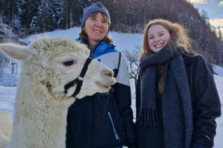 Alpakaspaziergang mit Karin