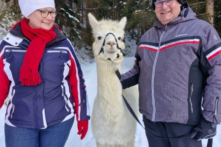 Alpakaspaziergang mit Karin